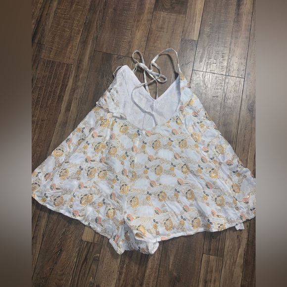 Floral free people brocade gold cream romper Chiara Playsuit NWOT spring revolve - Picture 15 of 16